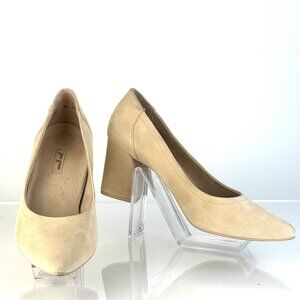 Paul Green Super Soft Cream Suede Block Heel Pumps Size 5.5 / 35.5
